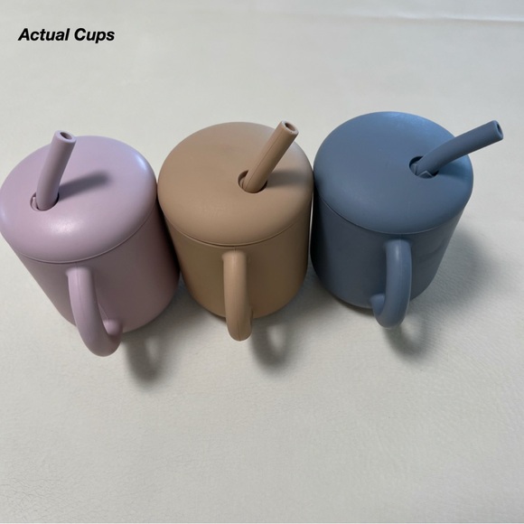 GUC: 3 MUSHIE SILICONE TRAINING CUPS IN LILAC, NATURAL AND TRADEWINDS BLUE (O/S) - Picture 7 of 13